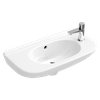 Wall-hung basin with integrated semipedestal 