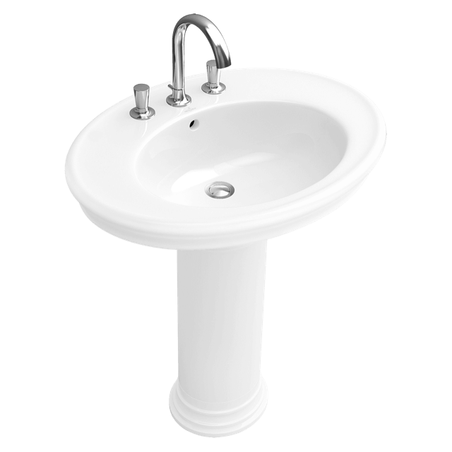 Wall-hung vitreous china basin with 3 tapholes 